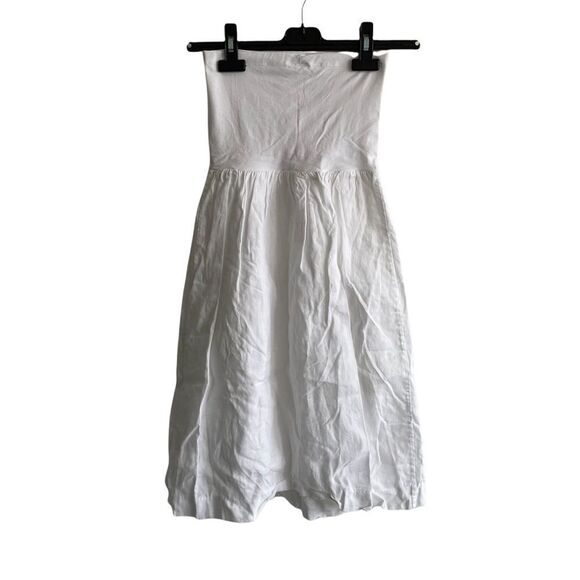 THEORY White Summer Travel Strapless Linen Tube Top Mini Dress One Size - Picture 2 of 5